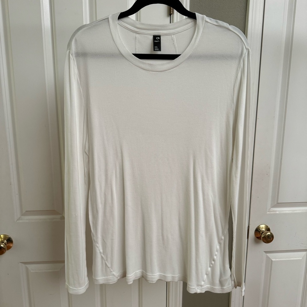 Gap Fit Ribbed Long Sleeve T-Shirt, Optic White, Size XXL